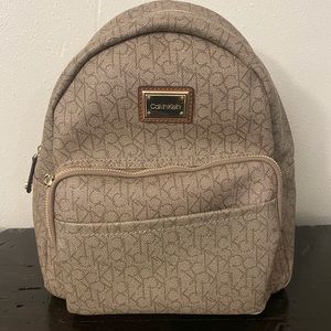 CK Calvin Klein Monogram backpack purse beige